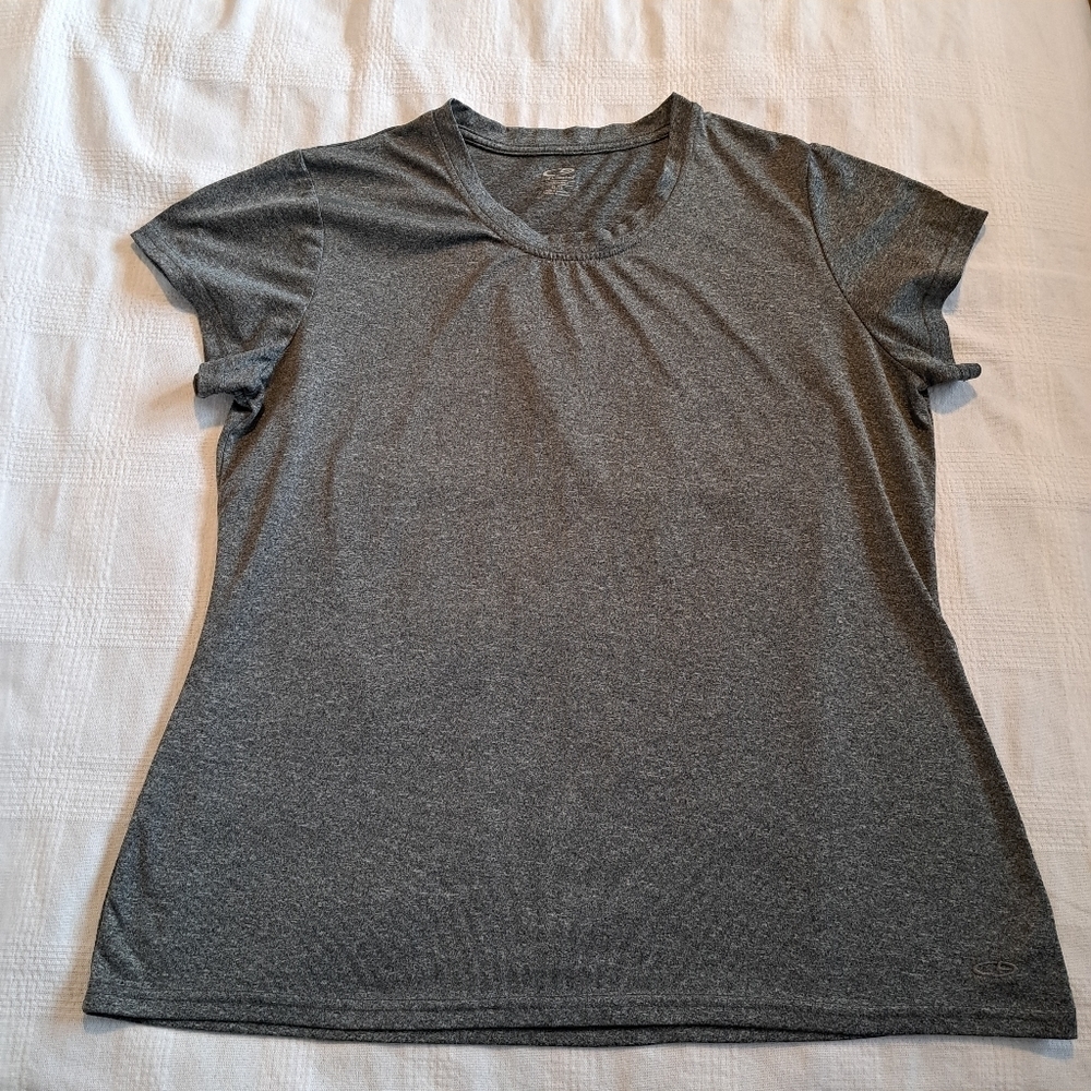 Champion womens size XL loose crew neck gray shirt sleeve shirt